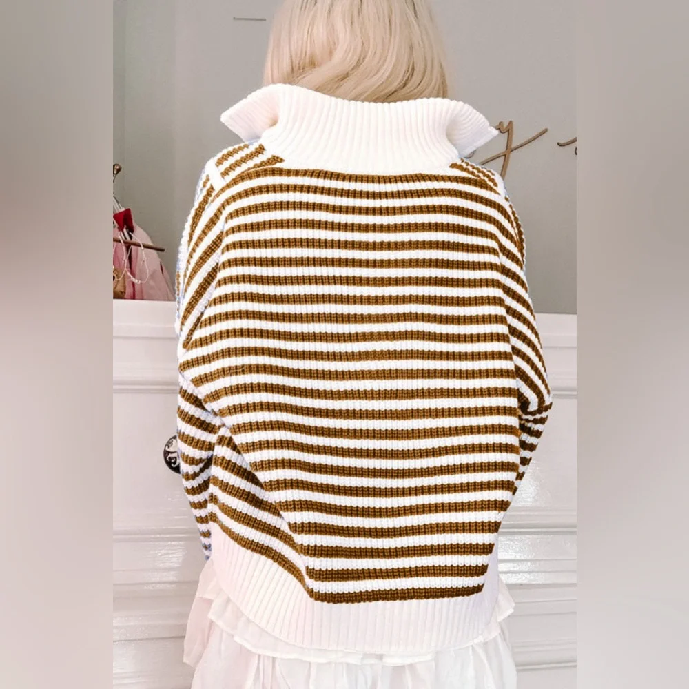 Elle quarter zip up drop shoulder sweater - Picture 2 of 4